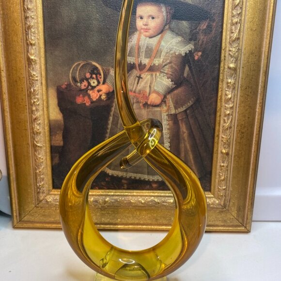 Murano Vintage Amber Art Glass LOVE KNOT Swirl Abstract Sculpture 13” Tall - Picture 1 of 10